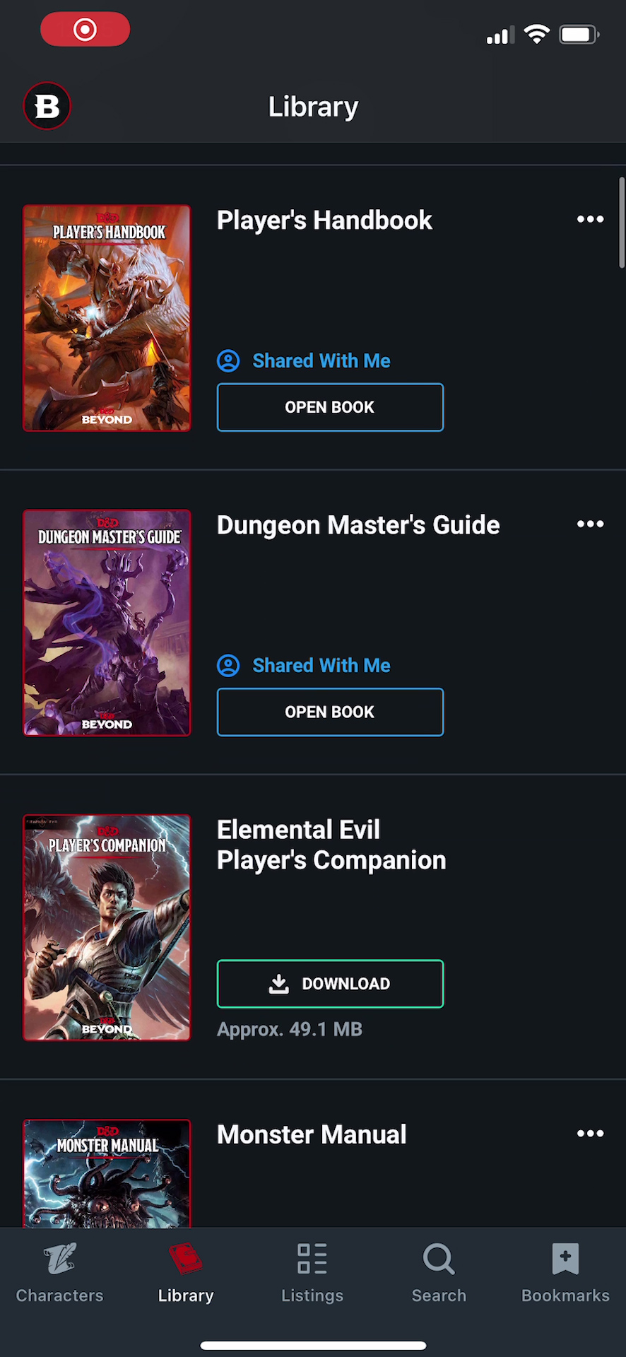 D&D Beyond app