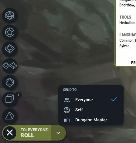 Dice Rolling Toolbar