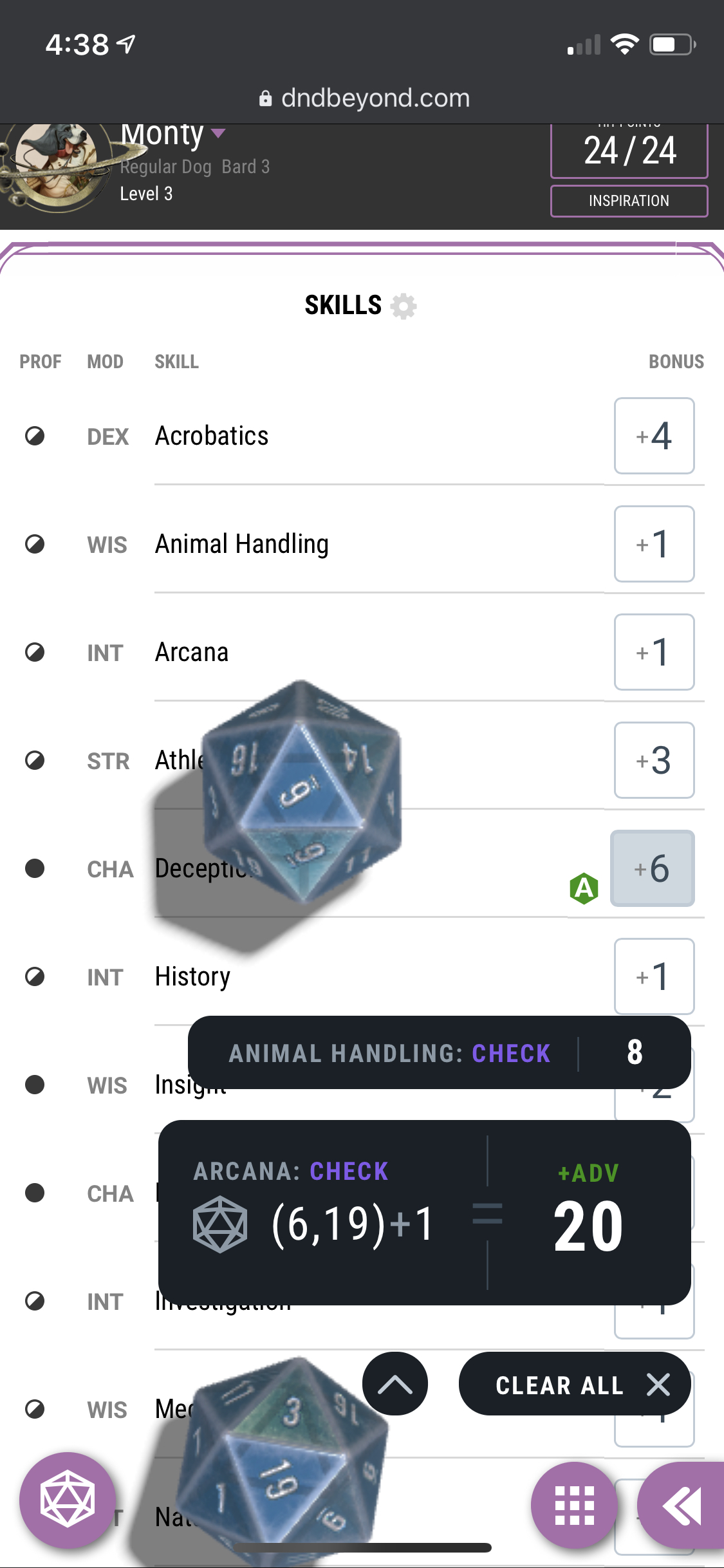 Better Mobile Formatting for Dice Results