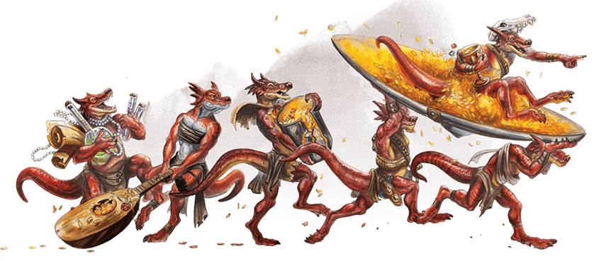 group of kobolds carrying gold