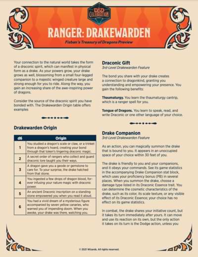 Drakewarden ranger preview PDF