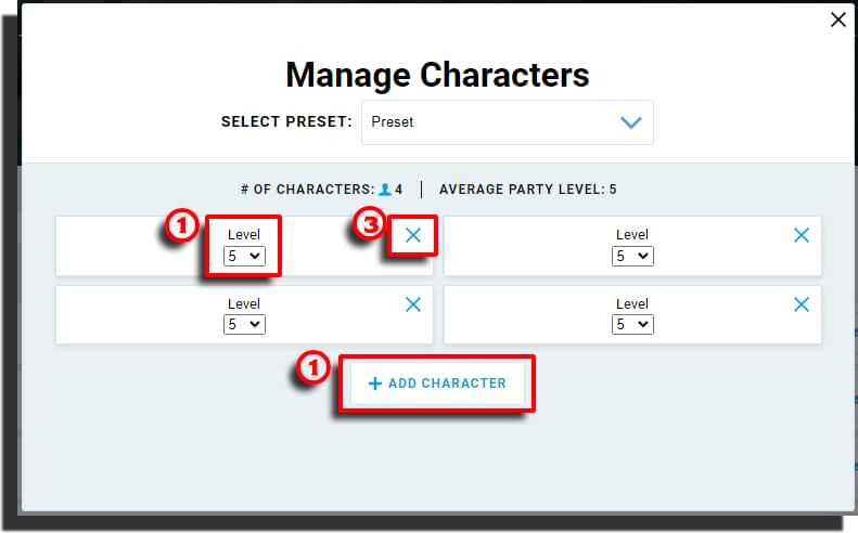 Adjusting characters in Encounters