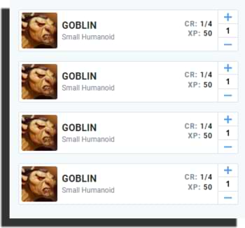 Individual goblins in an encounter