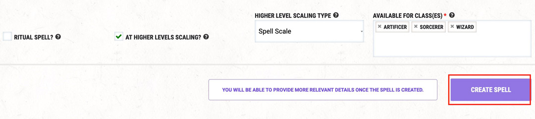 Saving homebrew spell progress