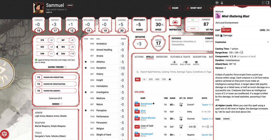 Adding a homebrew spell to character sheet