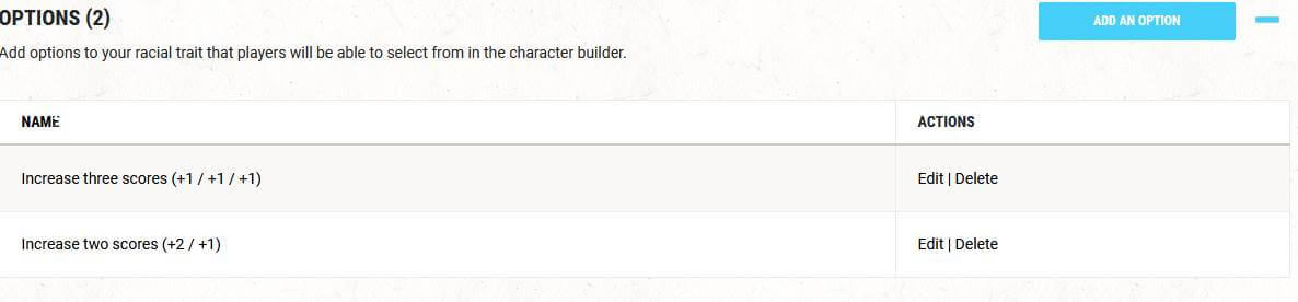 Homebrew racial traits ability score increase options