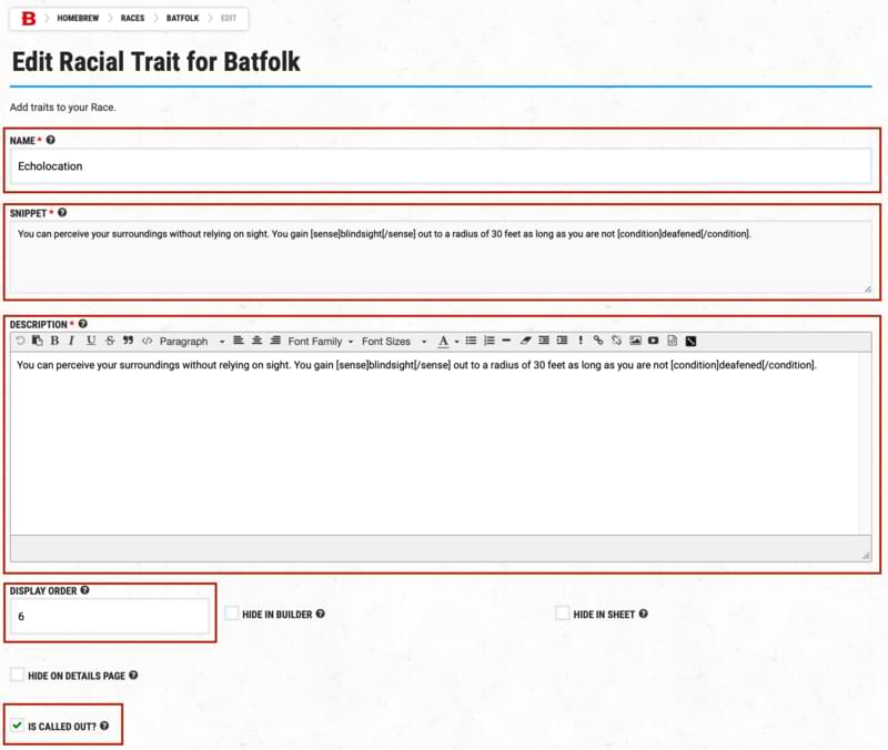 Homebrew racial trait echolocation