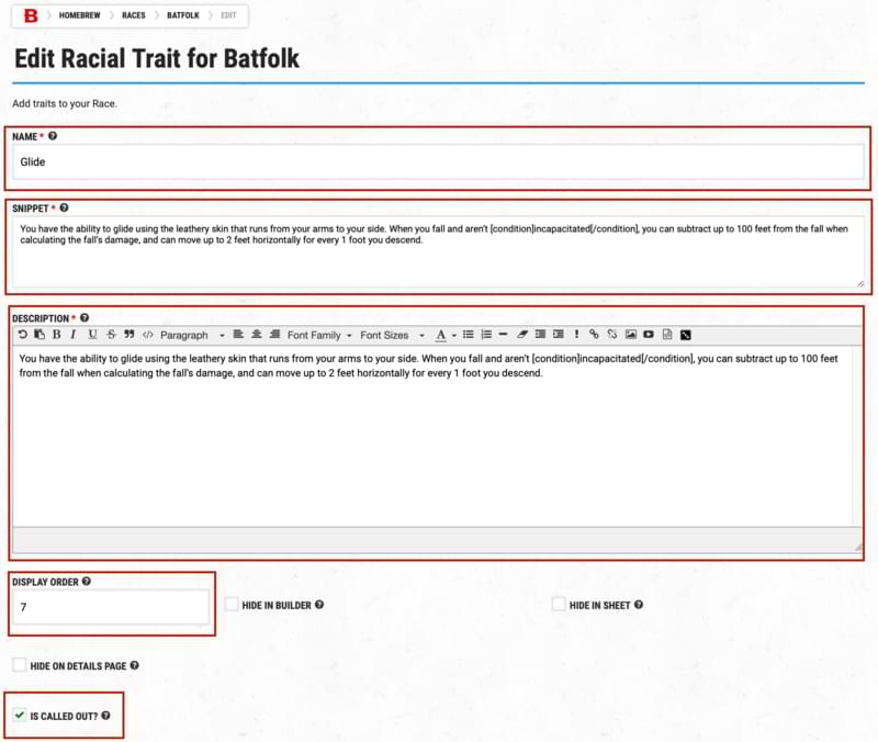 Homebrew racial trait echolocation