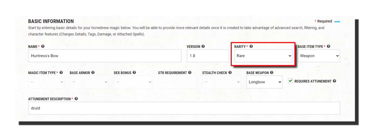 Create homebrew magic item - rarity