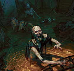 zombies emerging from a pool of water