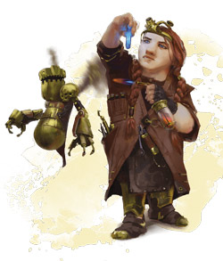 A gnome artificer and her Homunculus Servant