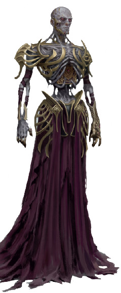 The archlich Vecna wearing ornate, golden armor