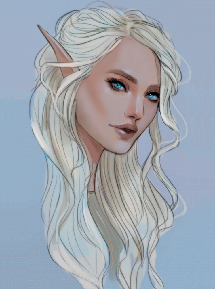 Blonde Blue-Eyed Beautiful Half-Elf
